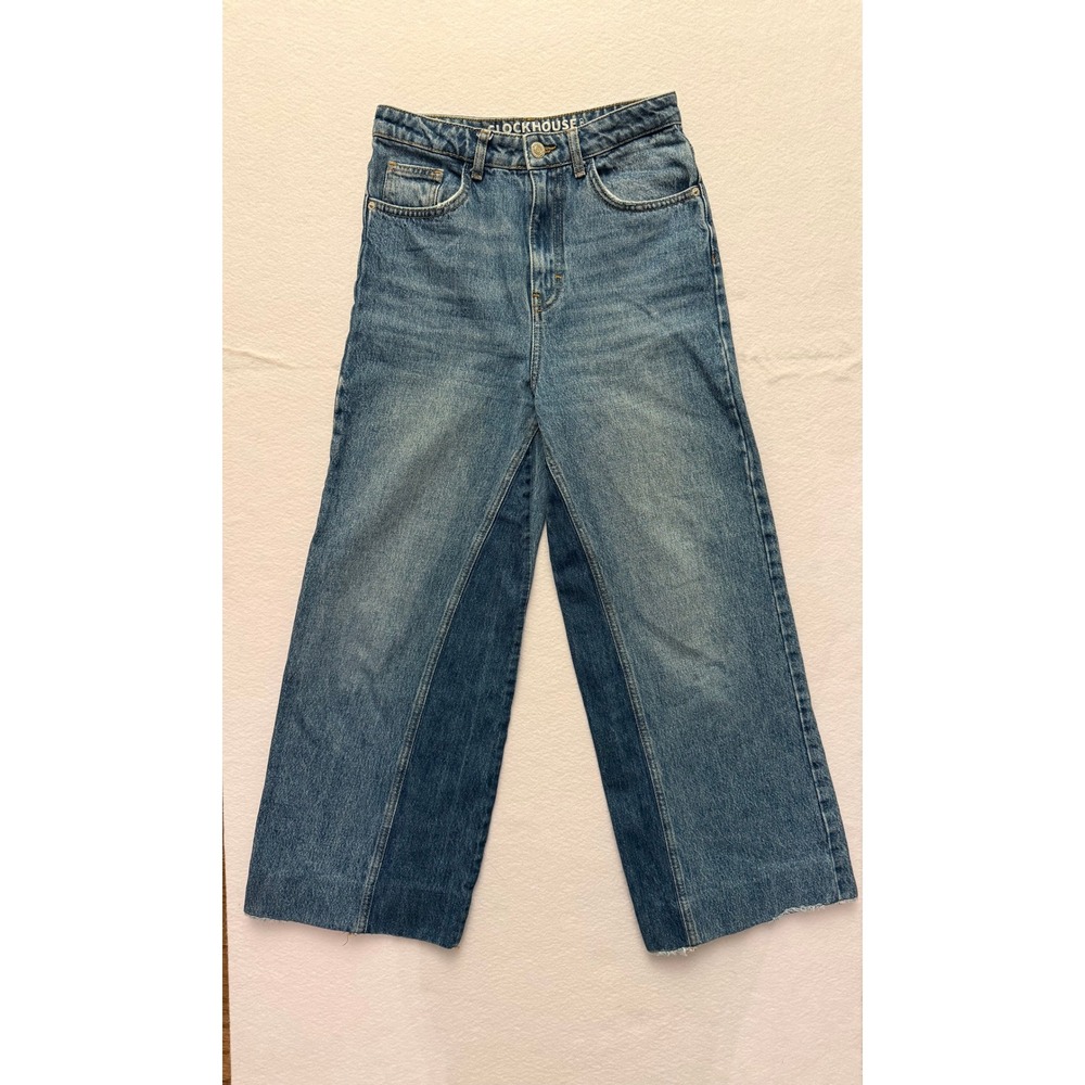 VTG 90s Clockhouse Two Tone Patchwork Baggy Skater Wide Leg Jeans 27